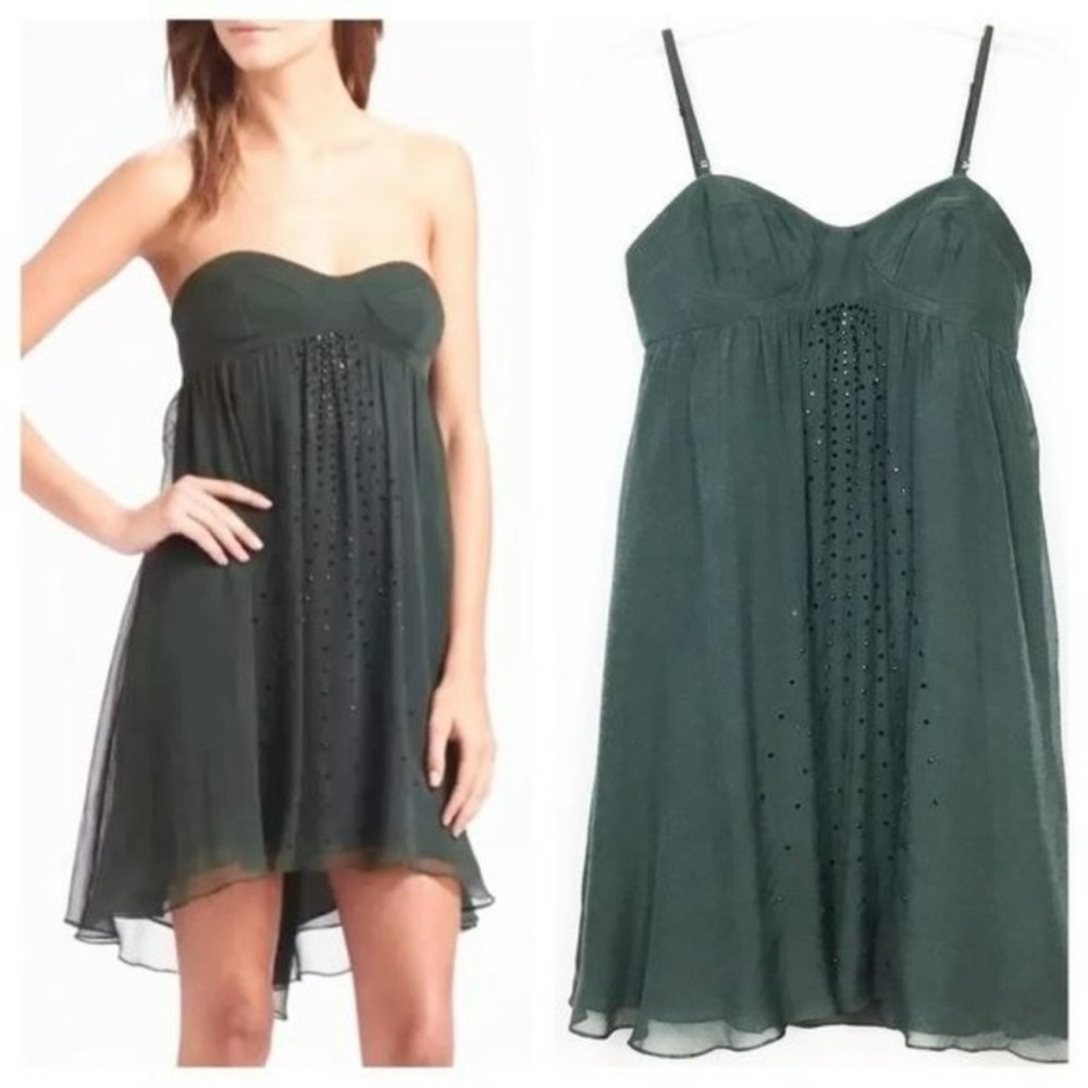 Haute Hippie Emerald Green Silk Convertible Beaded Corset Dress NWT, S
